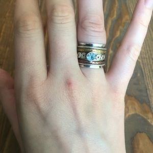 Sterling, Copper, and Brass Blue Topaz Ring